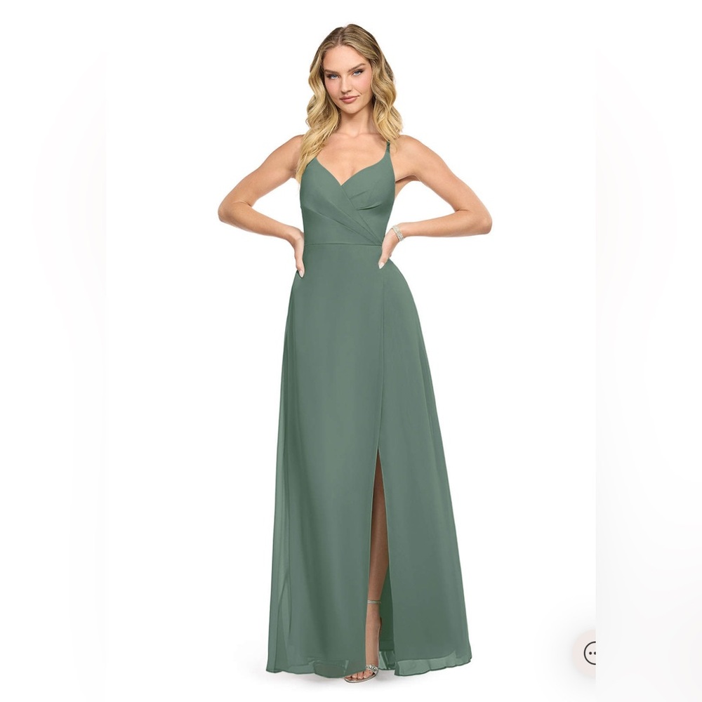 Azazie Davis Chiffon Dress in Eucalyptus